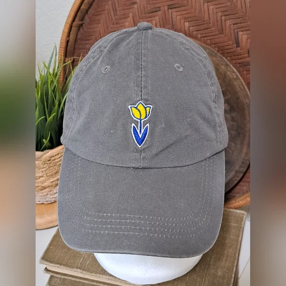 Dutch Bros Tulip Dad Hat Gray With Yellow Flower - Picture 2 of 7